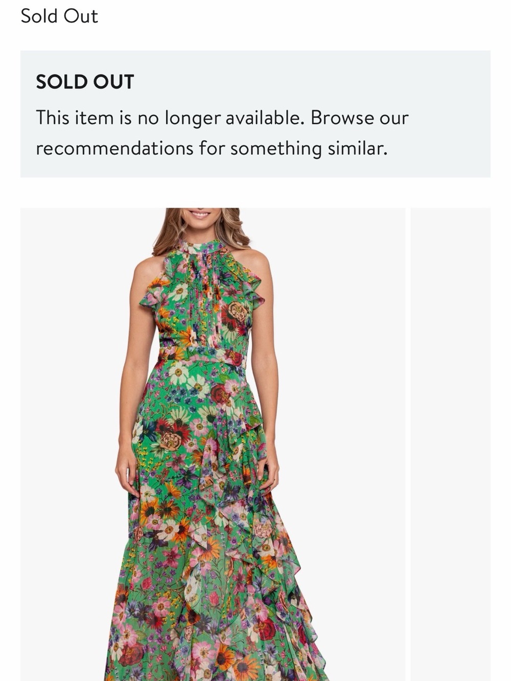 Betsy Adam’s Green Floral Halter Maxi Dress size 12